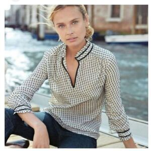 J. Crew Swiss Dot Black and White 3/4 Sleeve Blouse